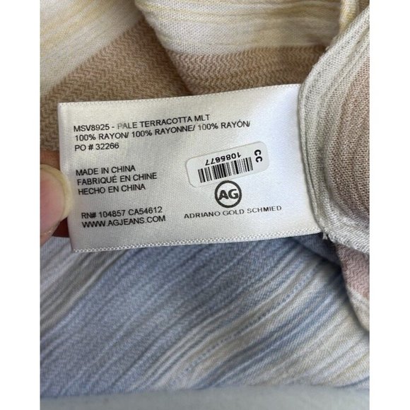 AG Adriano Goldschmeid Claire Shirt Striped Blouse Blue White Red Rayon - Picture 12 of 13